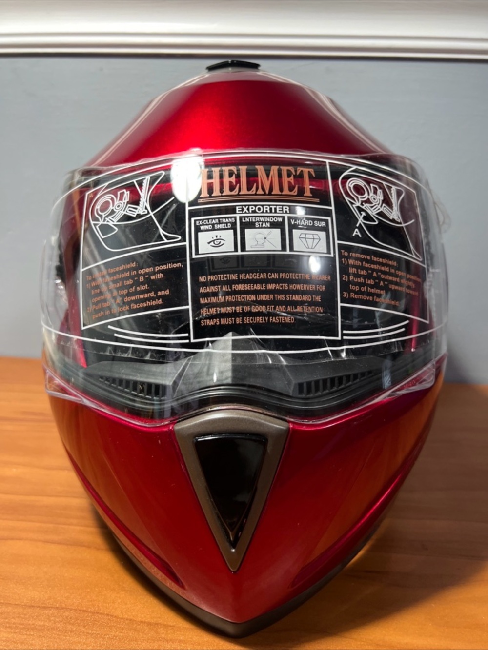 Huadun HD-701 Red Modular Motorcycle Helmet DOT Certified Dual Visor Adult XL